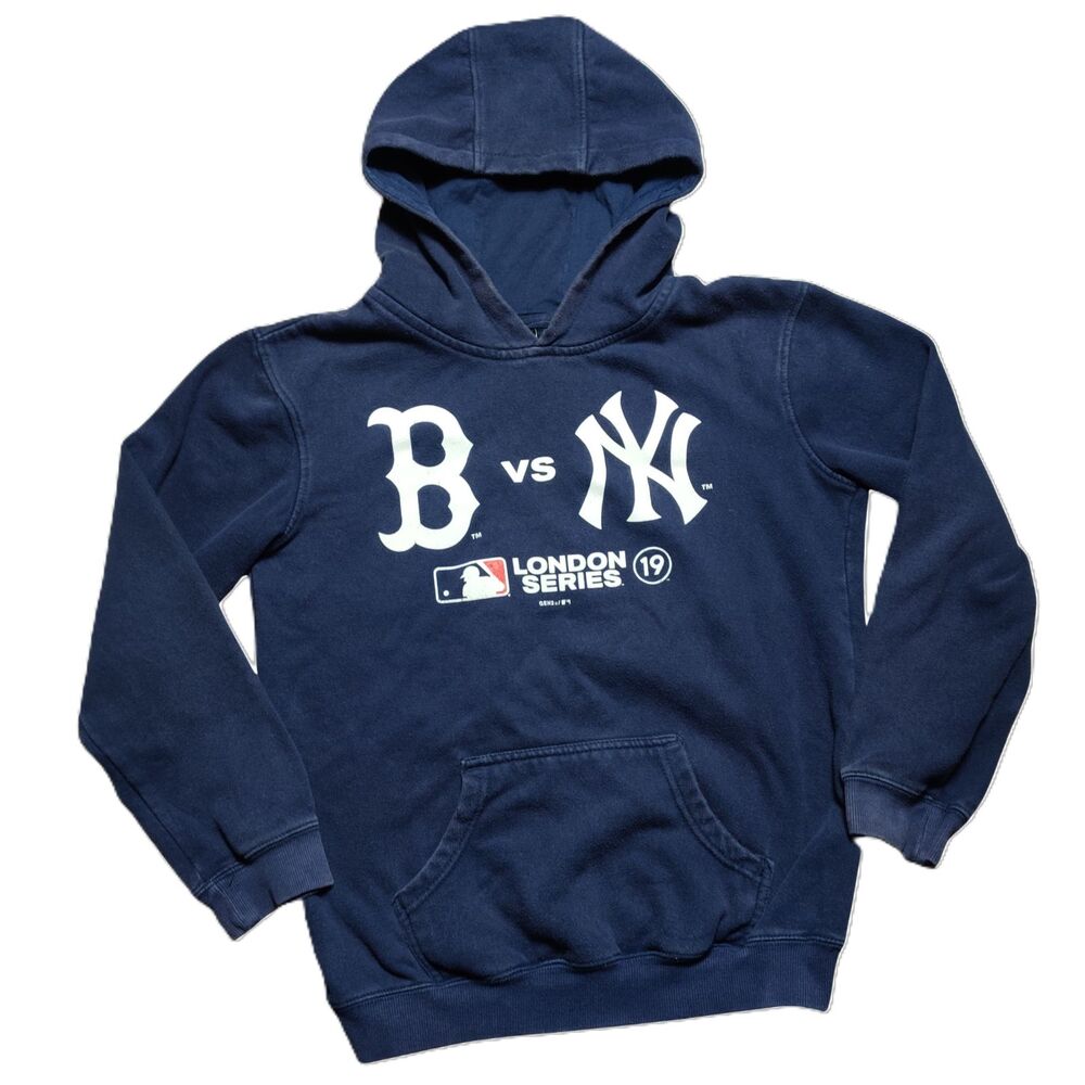 MLB 2019 London Series Red Sox Vs NY Yankees Pullover Hoodie Youth Size L 14/16